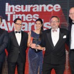 From left to right Rob Brydon, Ant Gould (CII), Lucy Gourlay (Be Wiser), Mark Bower Dyke (CEO Be Wiser) & Saxon East (Editor – Insurance Times).